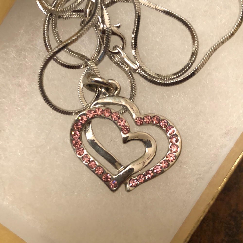 Pink Heart Crystal Necklace